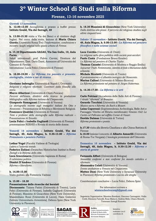 Locandina Winter School 2025 a  Firenze dal 13 al 16 novembre 2025